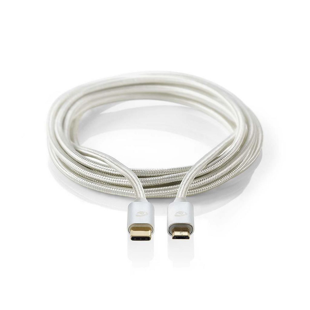 Nedis USB-Kabel - USB 2.0 - USB-C Stecker - USB Micro-B Stecker - 10 W - 480 Mbps - Vergoldet - 2.00 m - Rund - Geflochten / Nylon - Aluminium - Ve...
