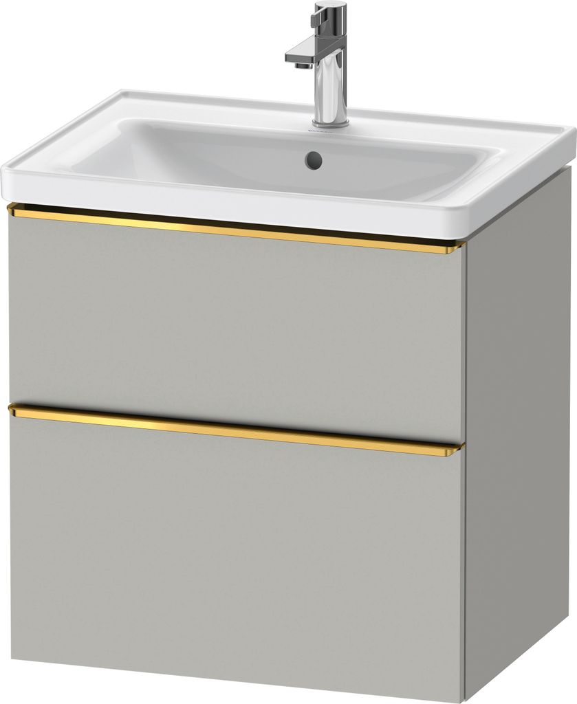 Duravit D-Neo Waschtischunterbau wandhängend, 634x625x452mm, 1 Auszug, 1 Schubkasten, mit Griff Gold poliert, DE4354034070000