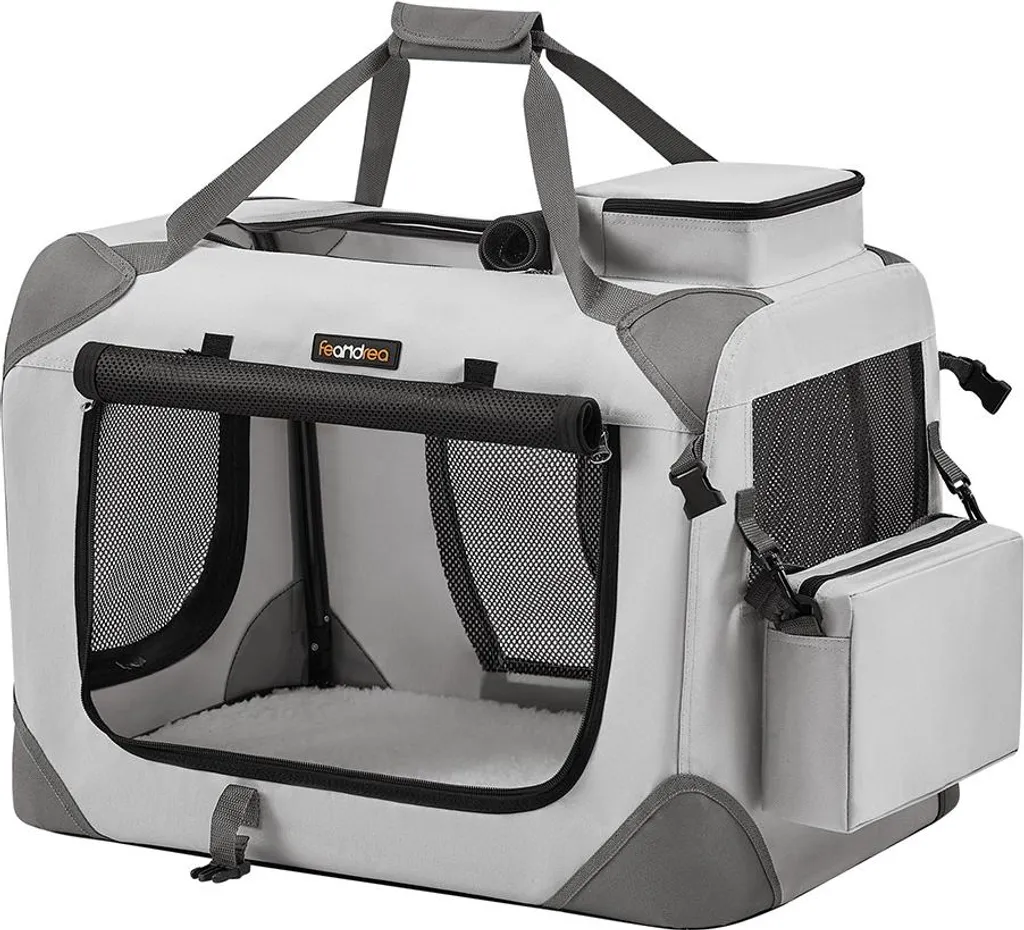 Trasportino Cane Design M Grigio Fumo - Tessuto Oxford e Pile Morbido