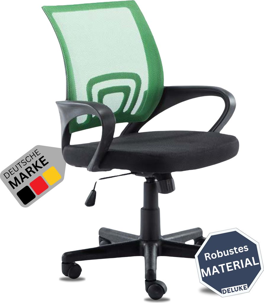 DELUKE Bürostuhl Ergonomisch ZEOS Schreibtischstuhl mit Netzbespannung | Höhenverstellbarer Drehstuhl, Arbeitsstuhl mit Armlehne | Computerstuh...