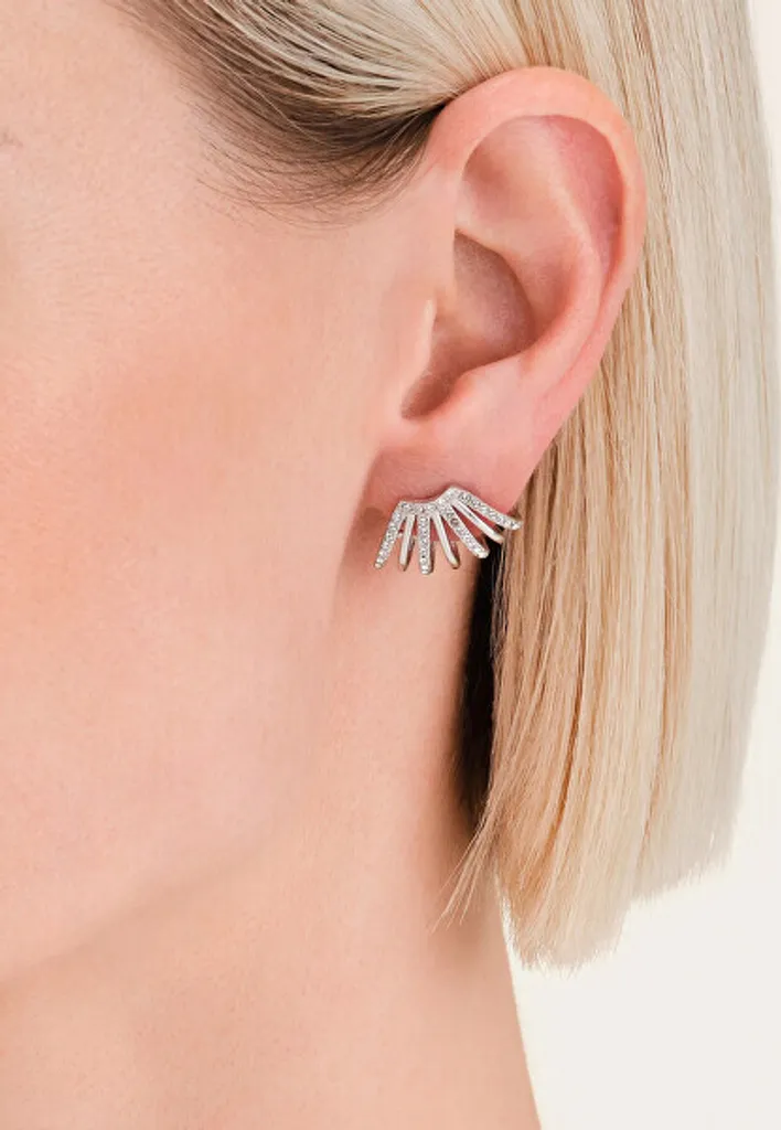 Boucles d'oreilles en acier inoxydable et véritable strass chic