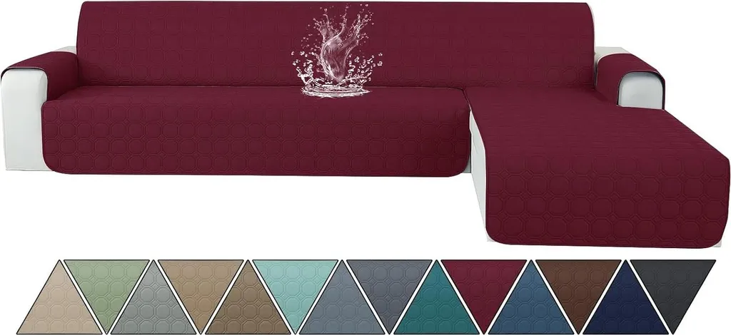 Housse pour canapé d'angle 4 places Ystyle bordeaux protection totale