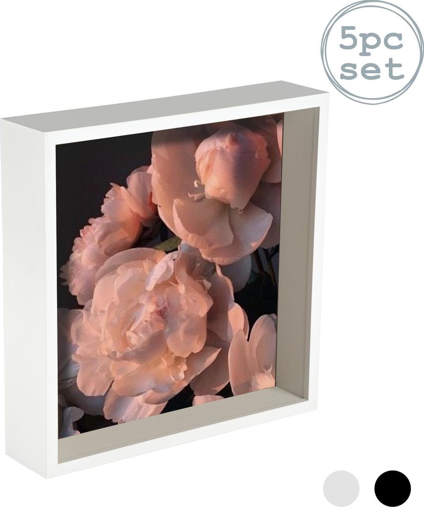 Nicola Spring 5 Stück Box Photo Frame Set - 10 x 10 Quadrat-Acrylrahmen - Weiß