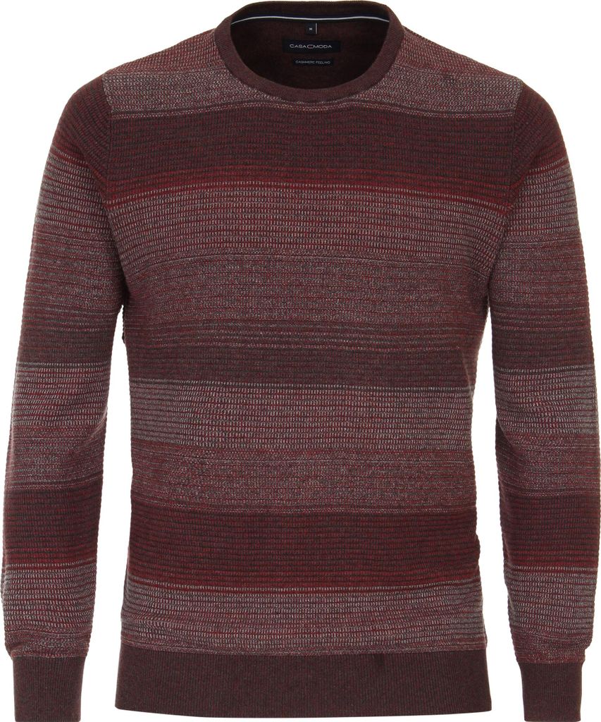 CASAMODA Herren Pullover Langarm Rundhals Regular Orange gestreift 3XL