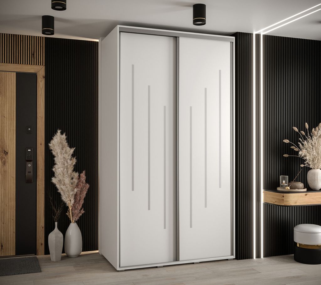 Kleiderschrank YVONA 8 - 140/60 cm, weiß/silber