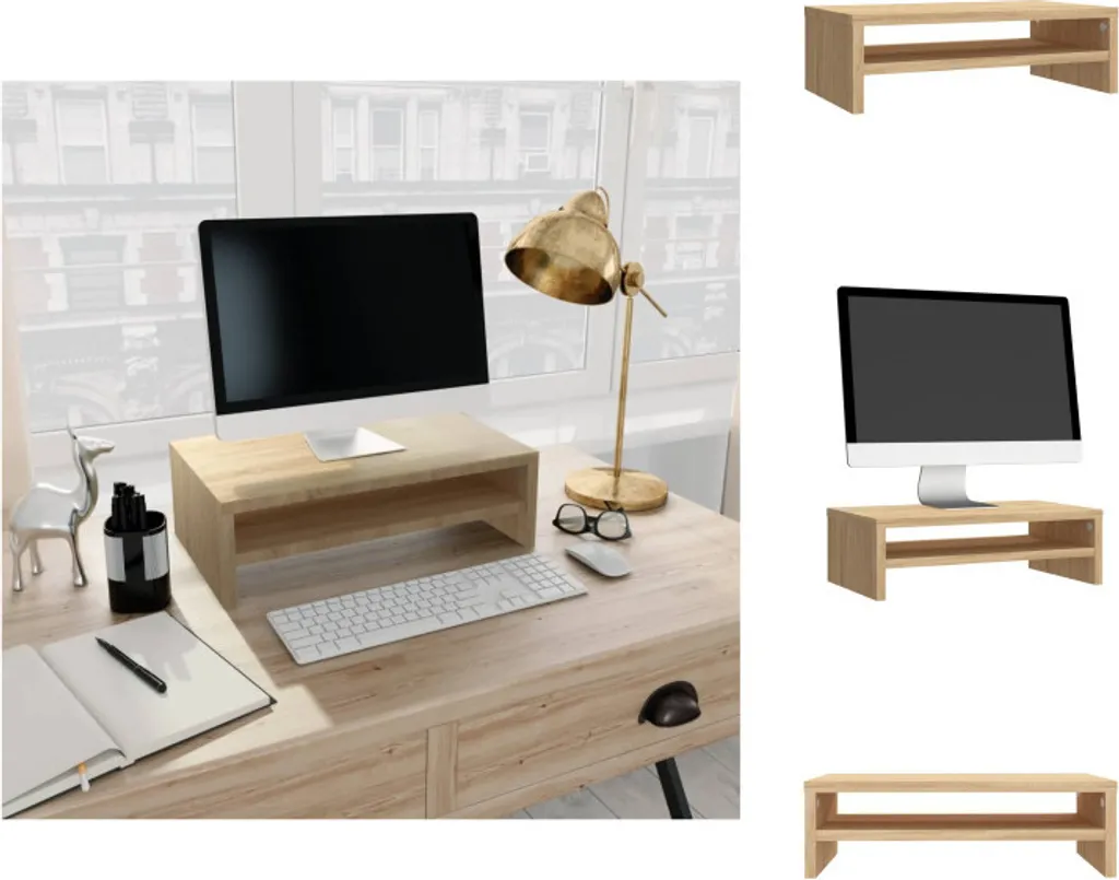 vidaXL Supporto Monitor Rovere Sonoma 42x24x13 cm | Rialzo PC Robusto