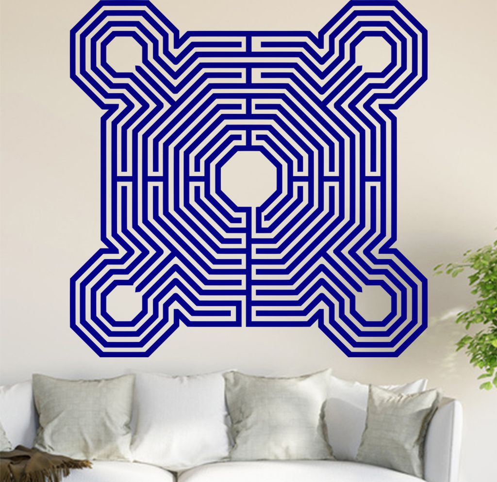 Labyrinth von Reims Wandtattoo in 6 Größen - Wandaufkleber Wall Sticker - Dekoration, Küche, Wohnzimmer, Schlafzimmer, Badezimmer