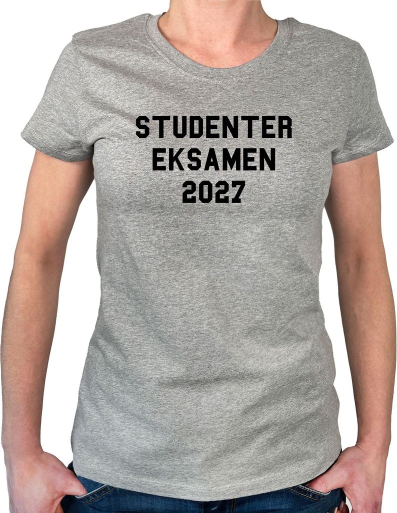 Huuraa Damen T-Shirt Studentereksamen 2027 Abschluss Dänemark XS Sport Grey Bio Baumwolle Fairtrade Damenshirt Geschenkidee