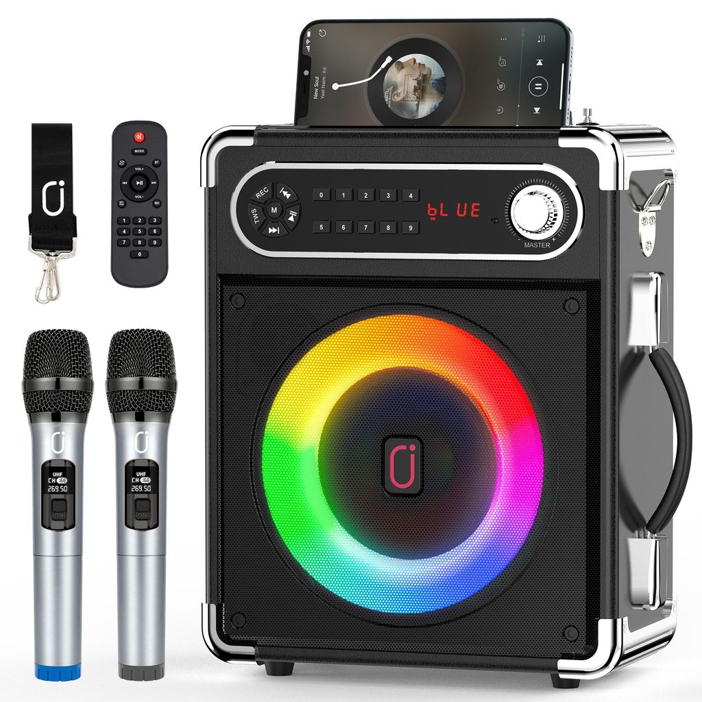JYX Karaoke-Maschine Lautsprecher mit Fernbedienung Unterstützt TF-Karte/FM, REC