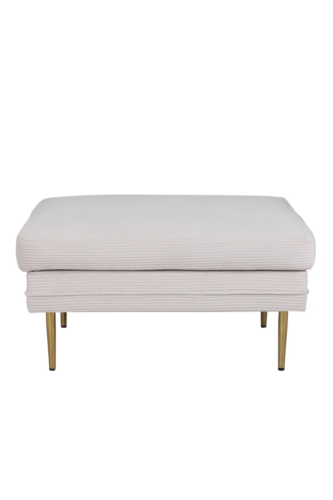 Repose-pieds Velours Côtelé Beige et Laiton Doré - Confort Premium
