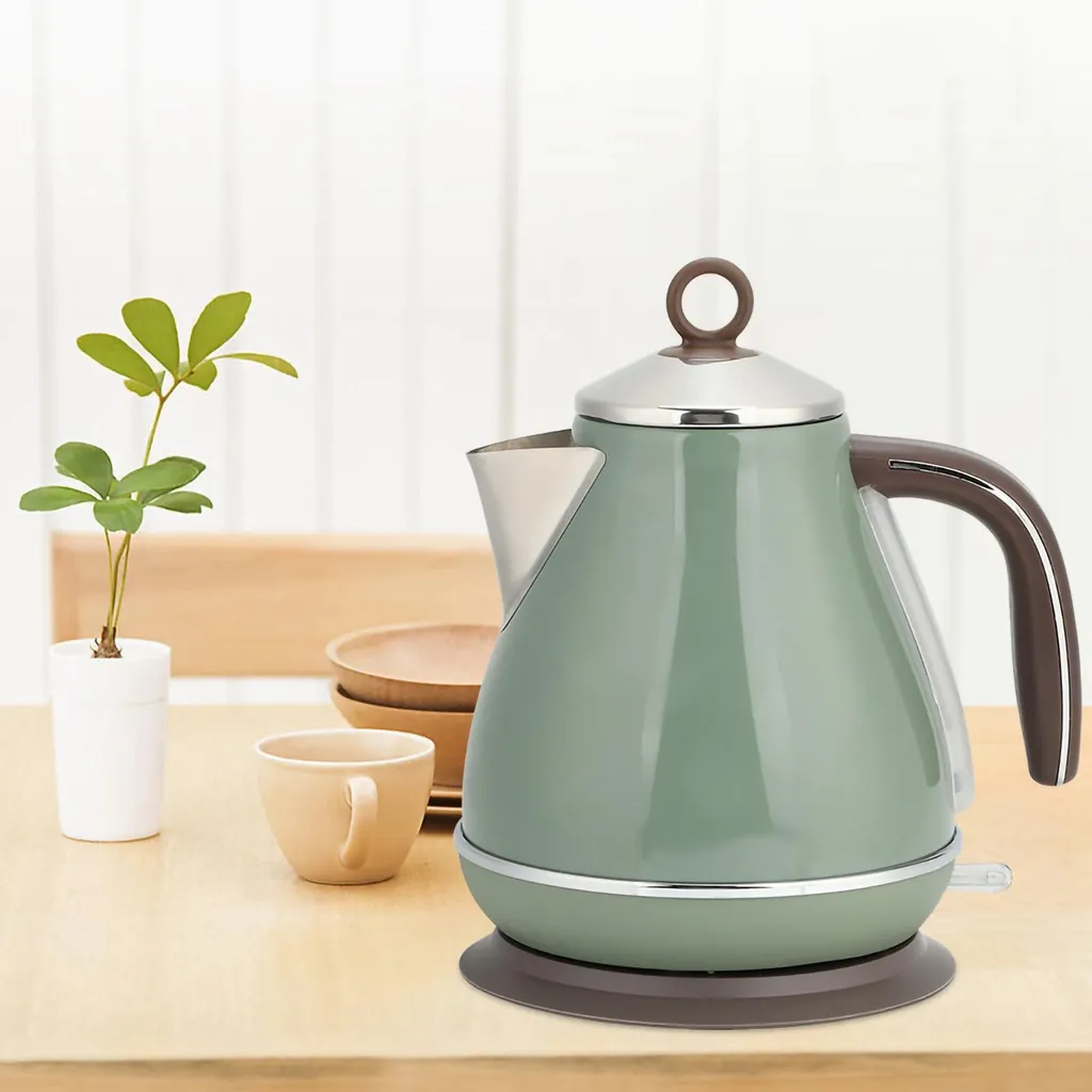 Bouilloire électrique rétro inox 1,7L pour thé et café cuisine maison