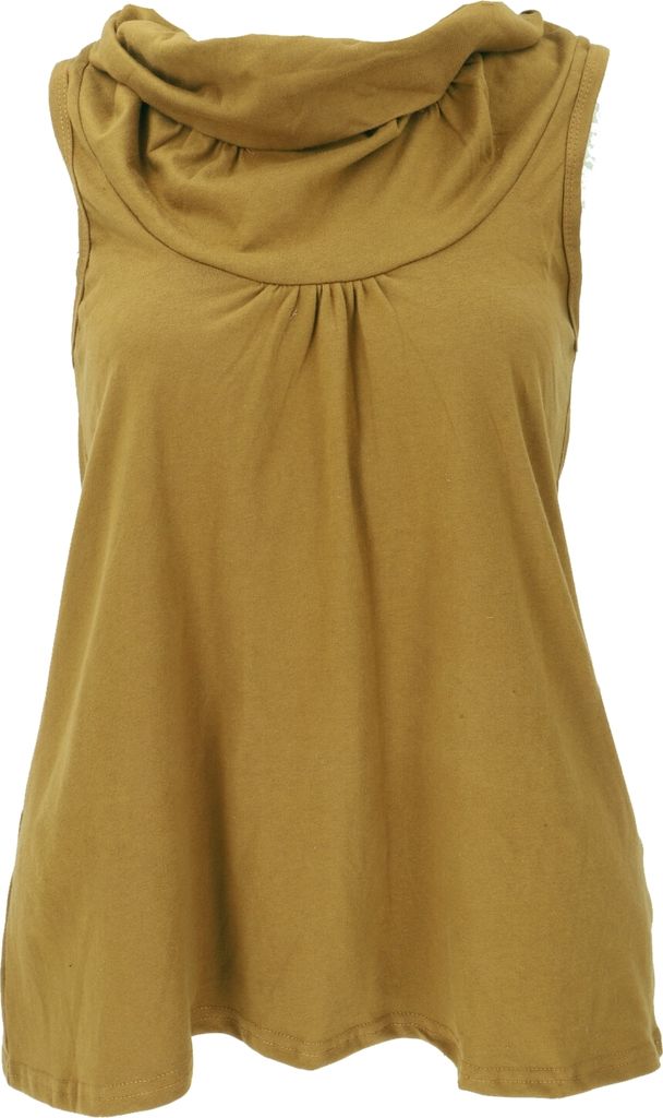 Loose fit Top mit Schalkragen, A Linien Boho Top - Curry, Damen, Gelb, Baumwolle, Größe: M
