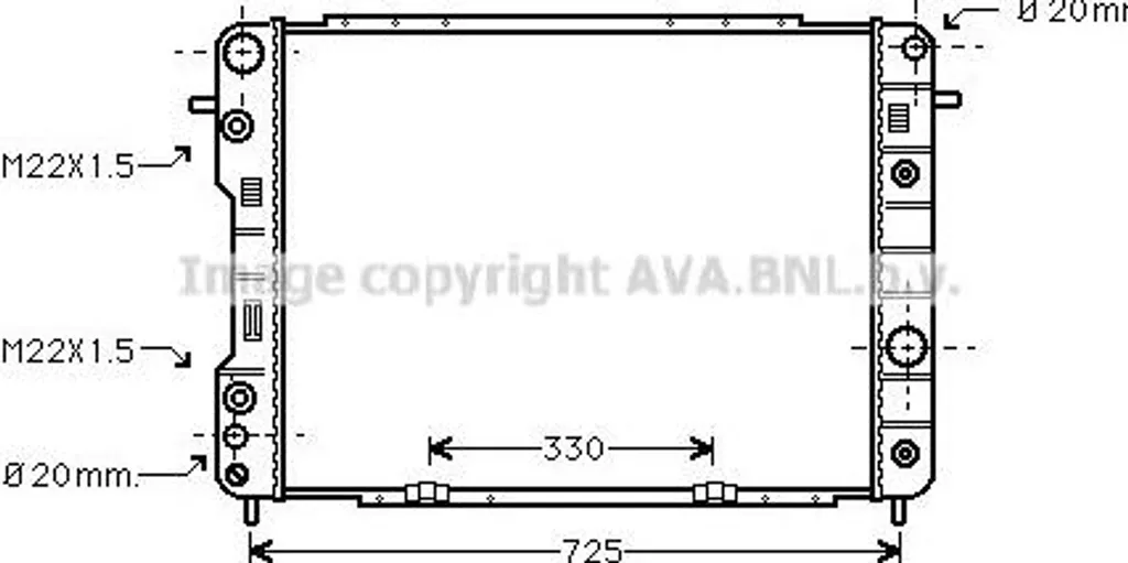 Radiateur de refroidissement eau AVA OLA2199 compatible Opel Omega
