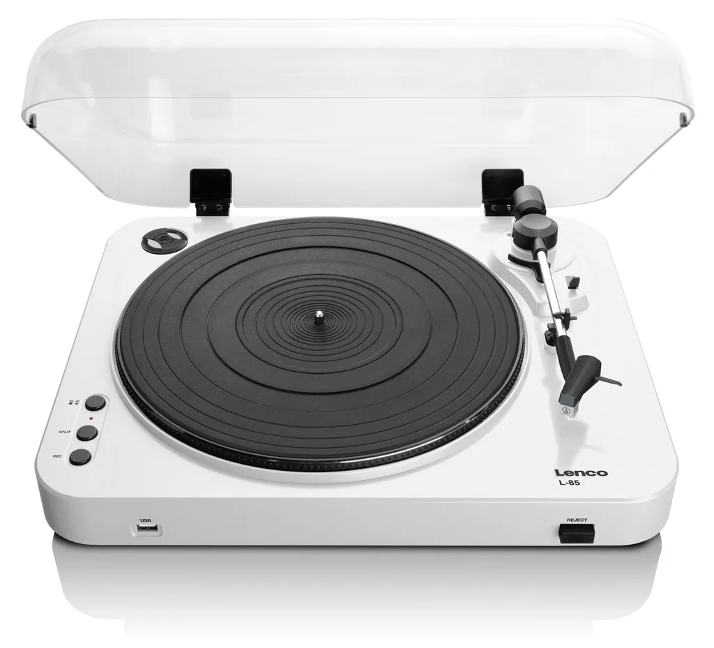 Lenco L-85 Tourne-disque vinyle semi-automatique blanc avec port USB