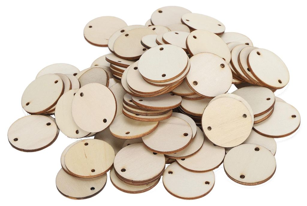 100 Stück Holzspäne zum Selbermachen, runde, leere Anhänger, Heimdekoration, handgefertigte Accessoires