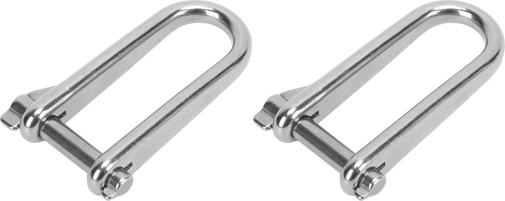 2 Stück lange D-Schäkel, robust, 8 mm, Marinequalität, 316-Edelstahl-Ringschäkel für Boote, Wohnmobile, Anhänger