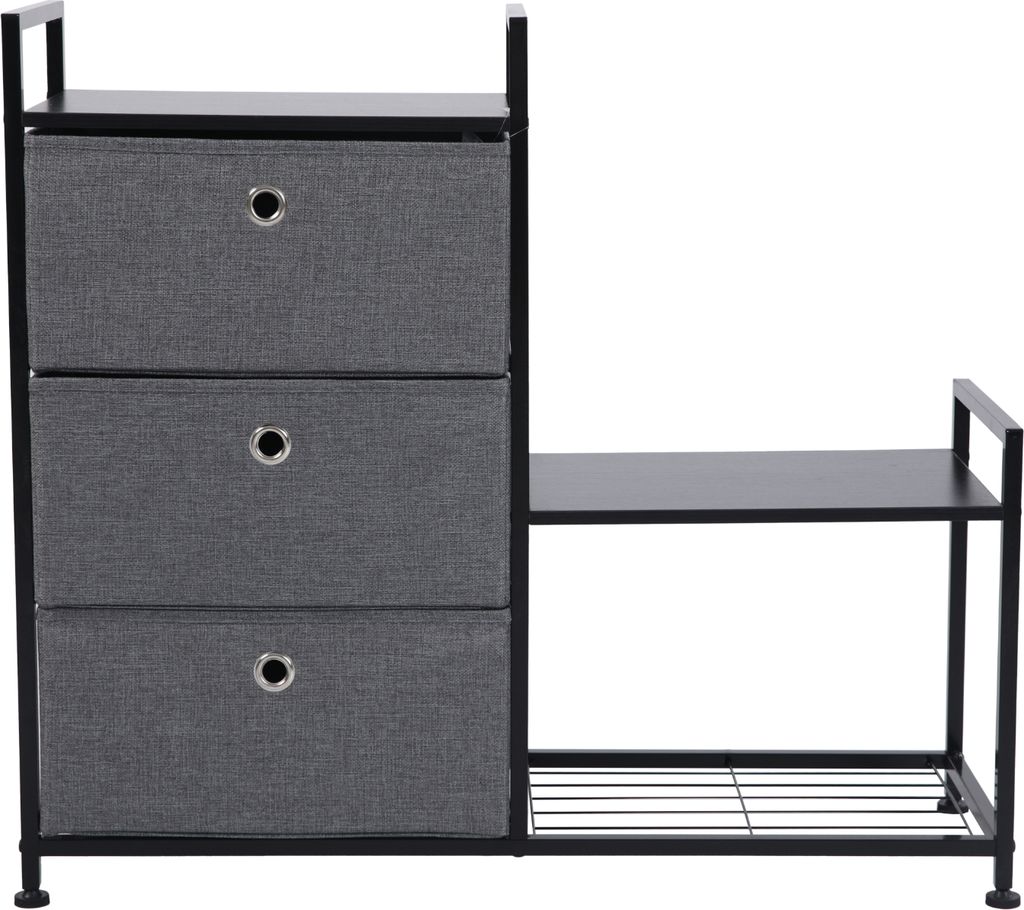 SVITA RUNA 3-Schubladen-Regal Universales Regalsystem Metall Schwarz/Grau