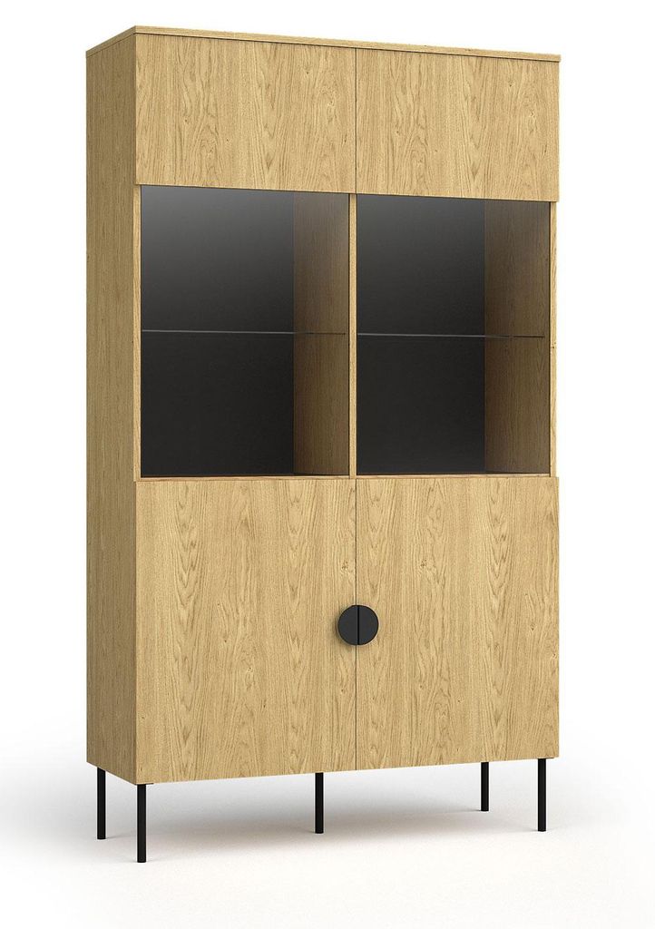 Vitrine Mond Vitrinenschrank 106x40x187cm 2-türig Ausführung wählbar,Eiche Baltic,ohne Beleuchtung