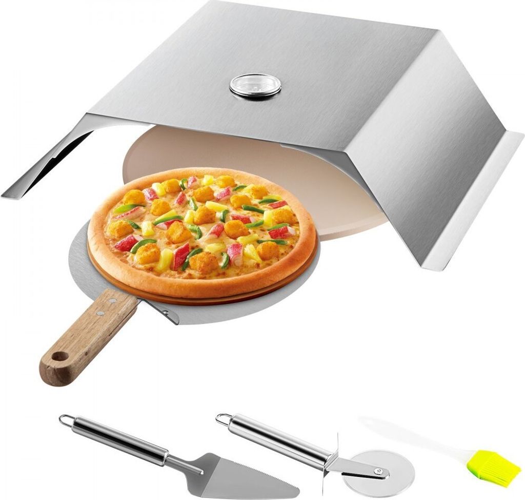 Pizzaaufsatz Gasgrill - 3er Set Pizzahaube 48x35x17 cm Holzkohlegrill Pizzaofen - 50-300 °C Edelstahl Pizzaaufsatz - 3 kg Pizzaofen Outdoor Garten...