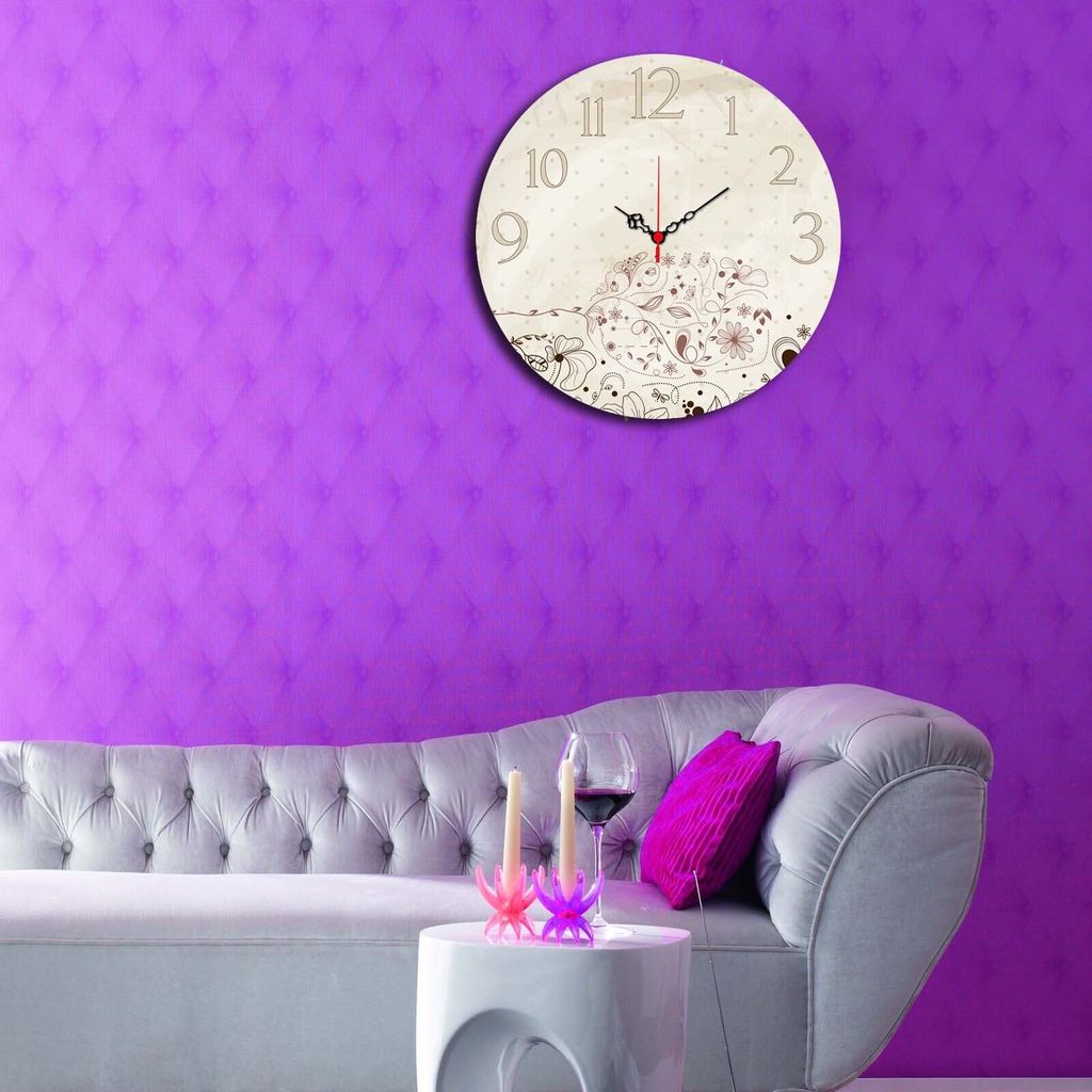 Opviq, Ms- HMA3125, Bunt, Wanduhren, 40 cm, 100% MDF (Dicke: 5 mm)