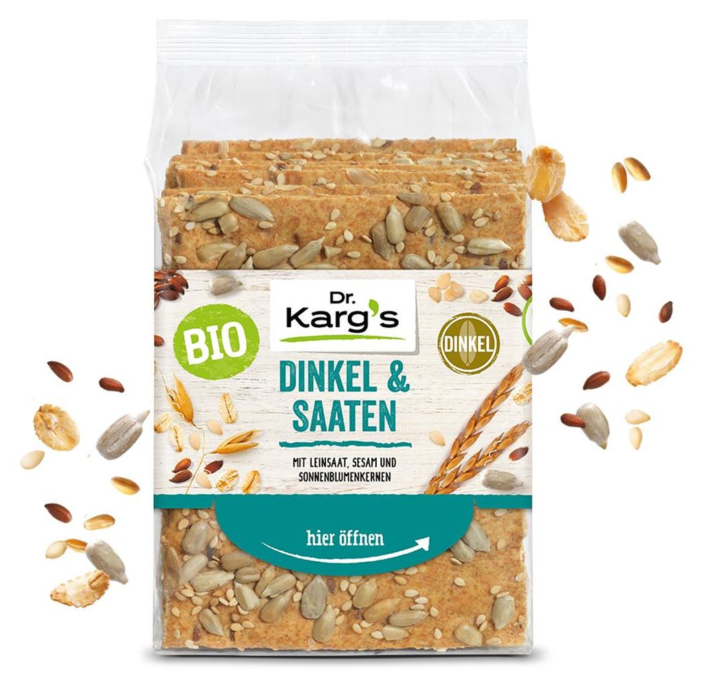 Dr. Kargs  Knäckebrot Dinkel und Saaten knackig vegan 200g Produktbild 