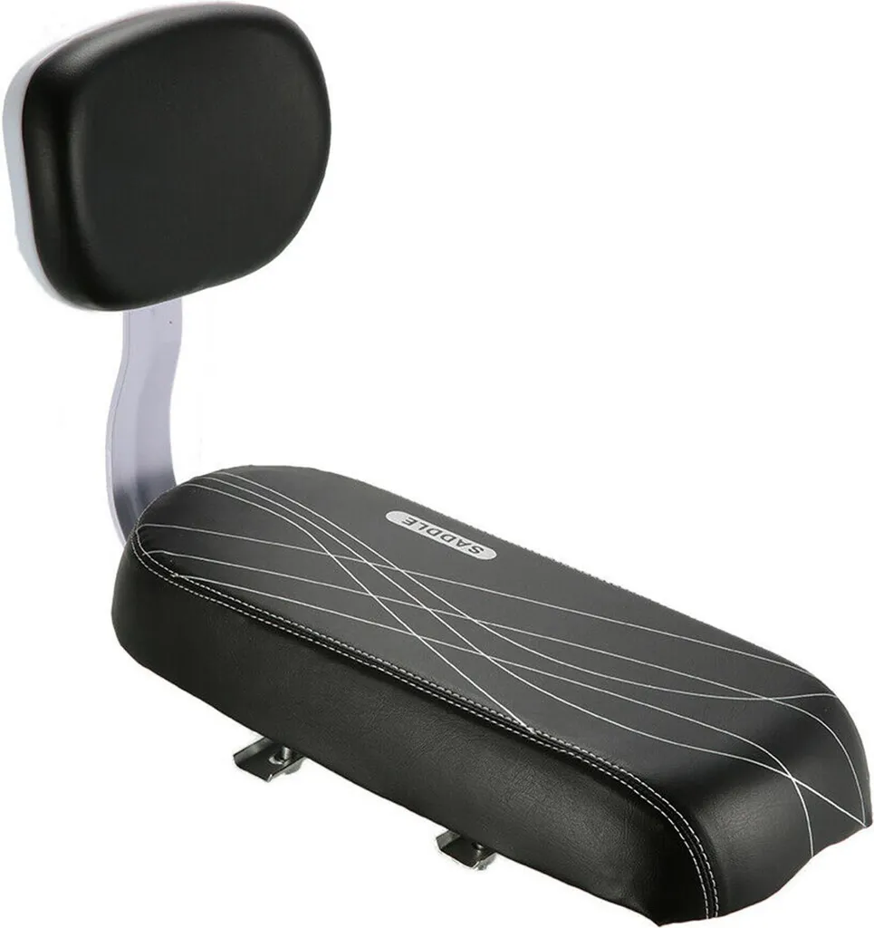 Siège arrière de vélo en cuir PU avec dossier et coussin confortable
