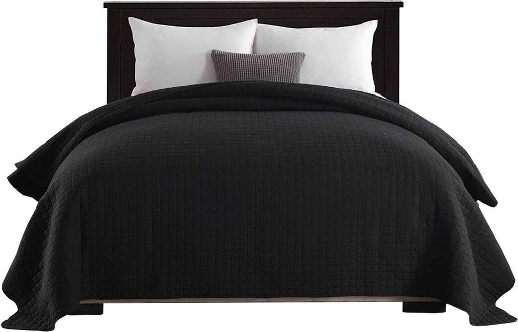 Happyment Luxus Bettüberwurf – Tagesdecke 2 Personen – Schwarz – 240x260 cm – Polyester – Perfektes Weihnachtsgeschenk – Black Friday ...