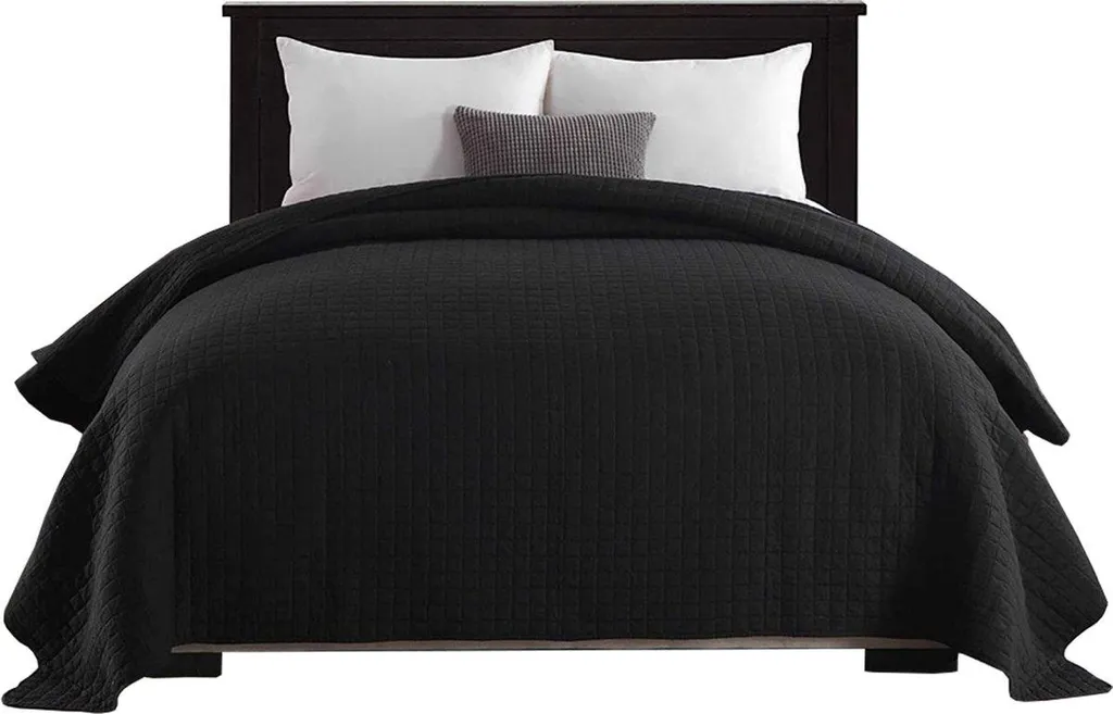 Happyment Copriletto - Copriletto 2 persone - Nero - 240x260 cm - Poliestere - Perfetto regalo di Natale - Edizione Black Friday