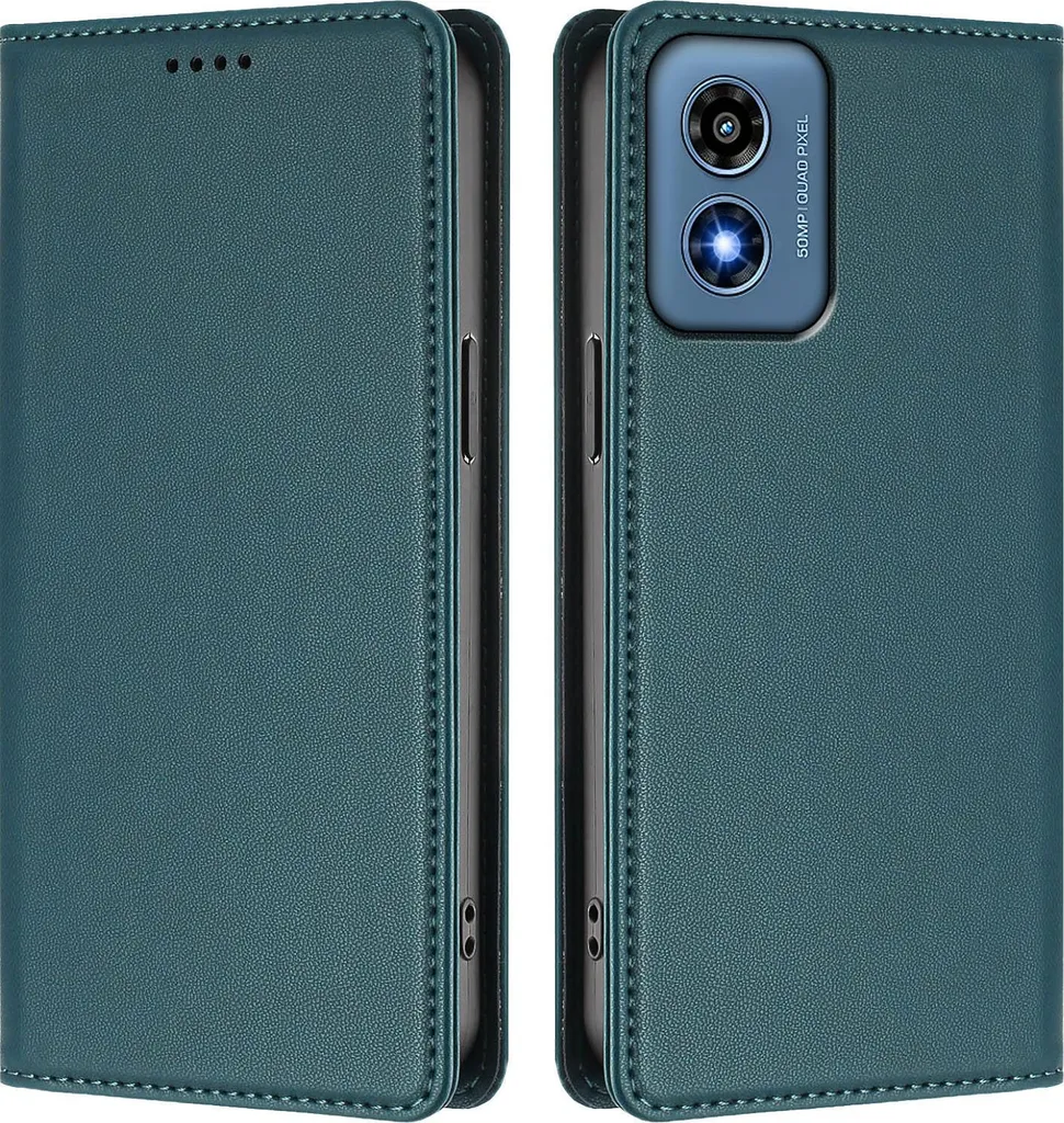 Moto G Play 2024 Cover Flip Magnetica Verde: Smart Wallet Case
