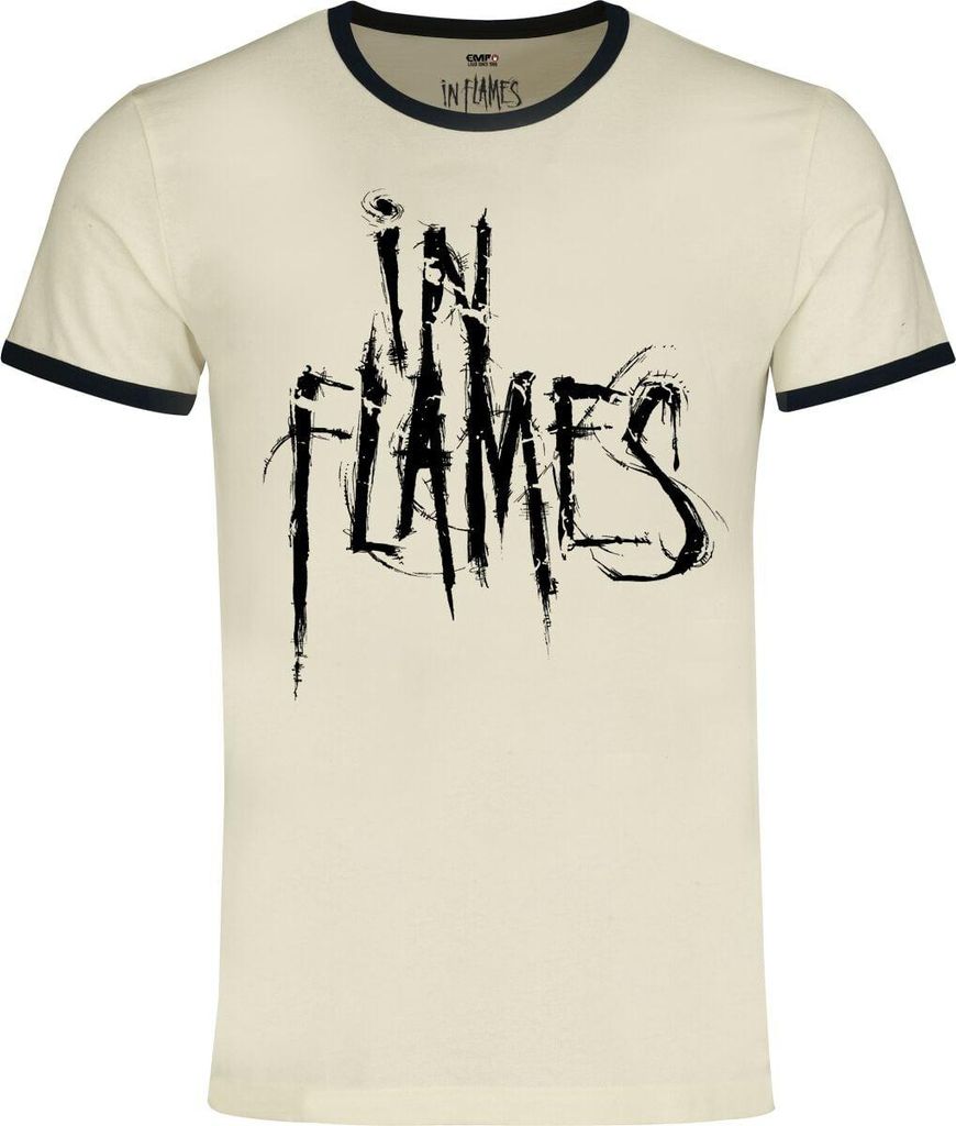 In Flames T-Shirt Herren Logo - Ringer Shirt altweiß XXL