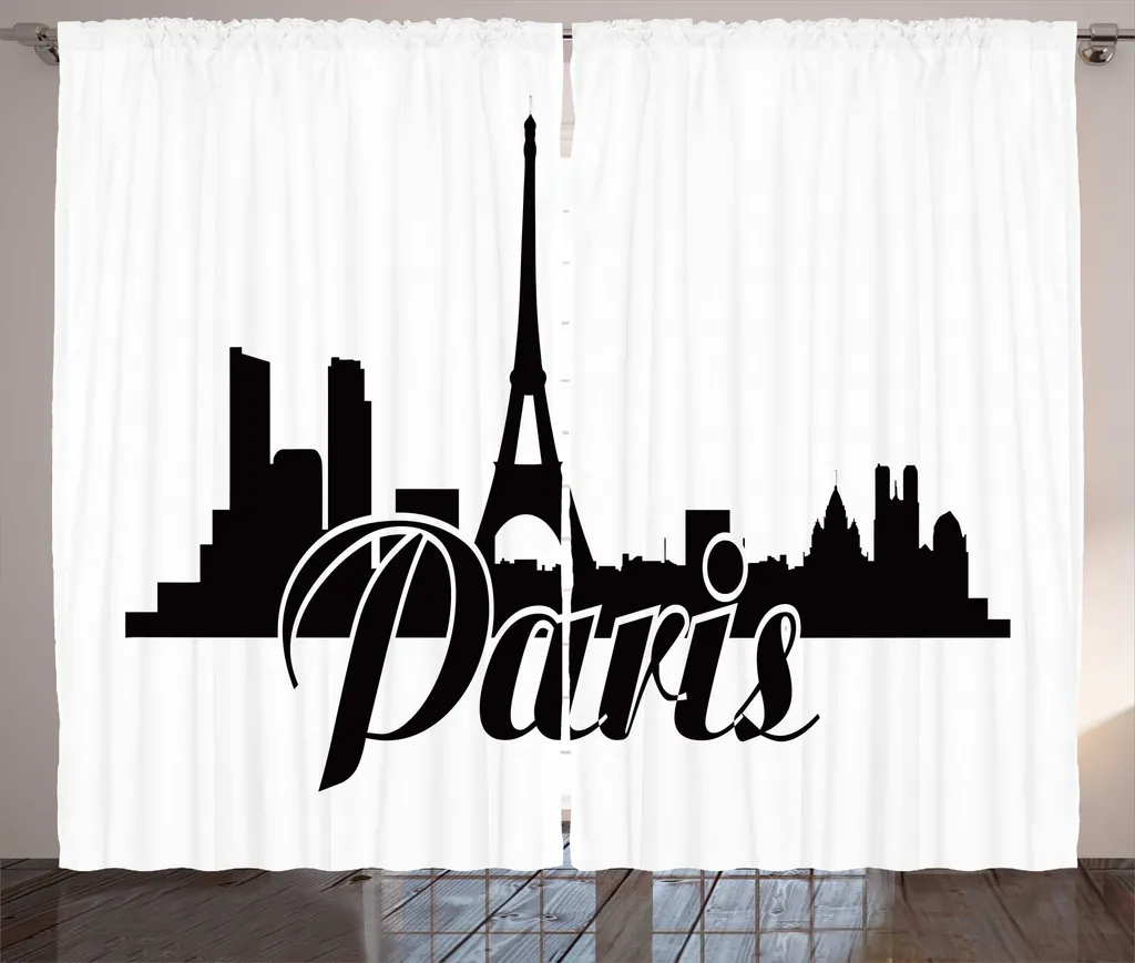 Rideaux de Salon Motif Paris et Tour Eiffel - Set Complet 280x225 cm