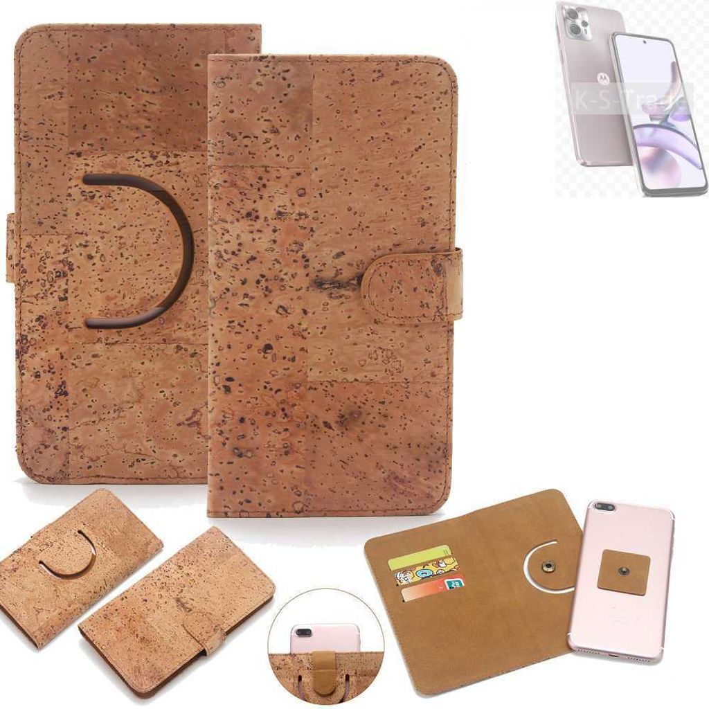 K-S-Trade Handy Hülle Schutz Hülle kompatibel mit Motorola Moto G13 Handyhülle Schutzhülle Korkhülle Kork-Hülle 1x