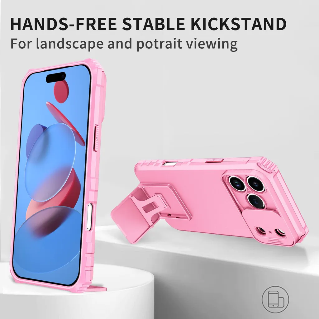 Offerta Custodia iPhone 17 Pro Rosa Rugged: Protezione e Stand - 7