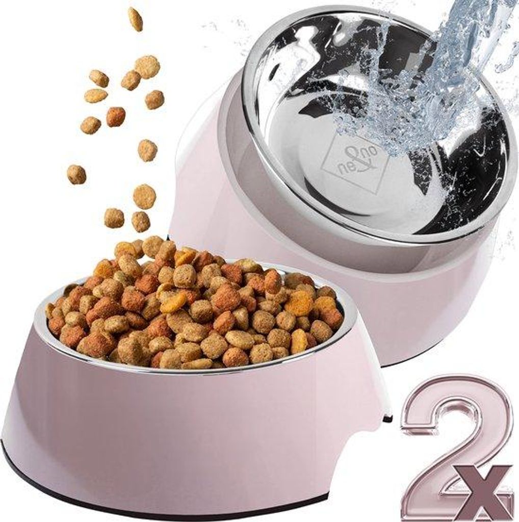 Kleines Tierfutter-Set mit 2 Antislip-Boxen für Katzen und Hunde (S, 170 ml)