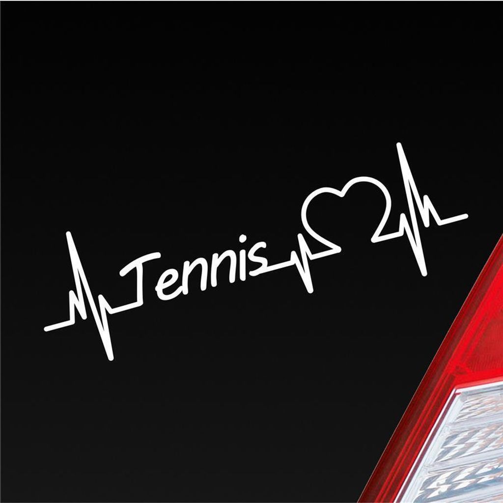 Auto Aufkleber Tennis Herzschlag Ballsport Wimbledon Fans Sport Liebe 19x6 cm Weiss Glanz Sticker Heckscheibenaufkleber