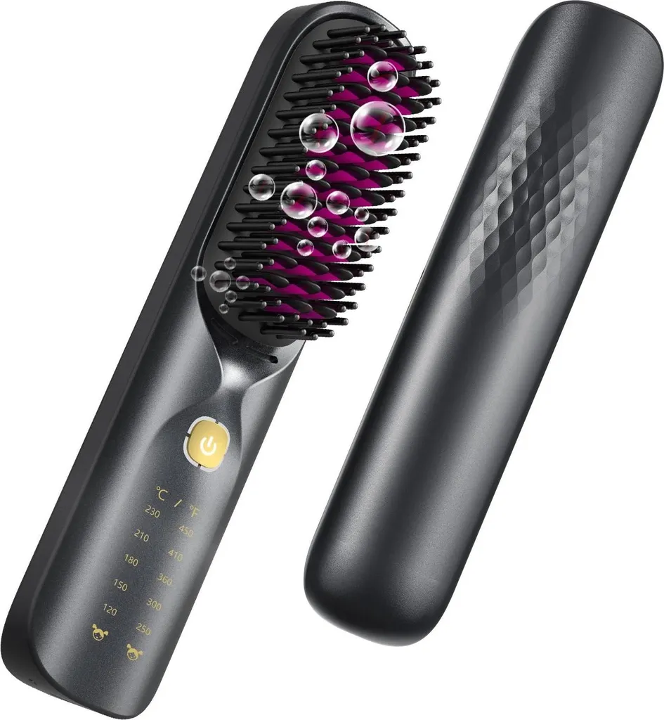 Spazzola Capelli Cordless 10000mAh Nera: Styling Rapido Senza Fili