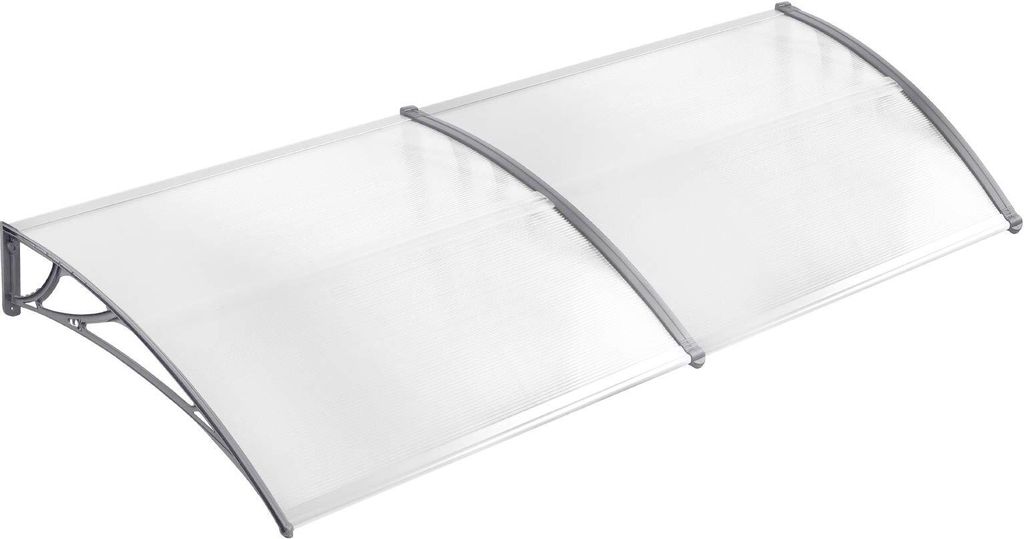 TRMLBE 200 x 100cm Vordach für Haustür Pultbogenvordach Überdachung Haustür aus Polycarbonat und Aluminium Rahmen für Garage Balkon Fenster Ha...