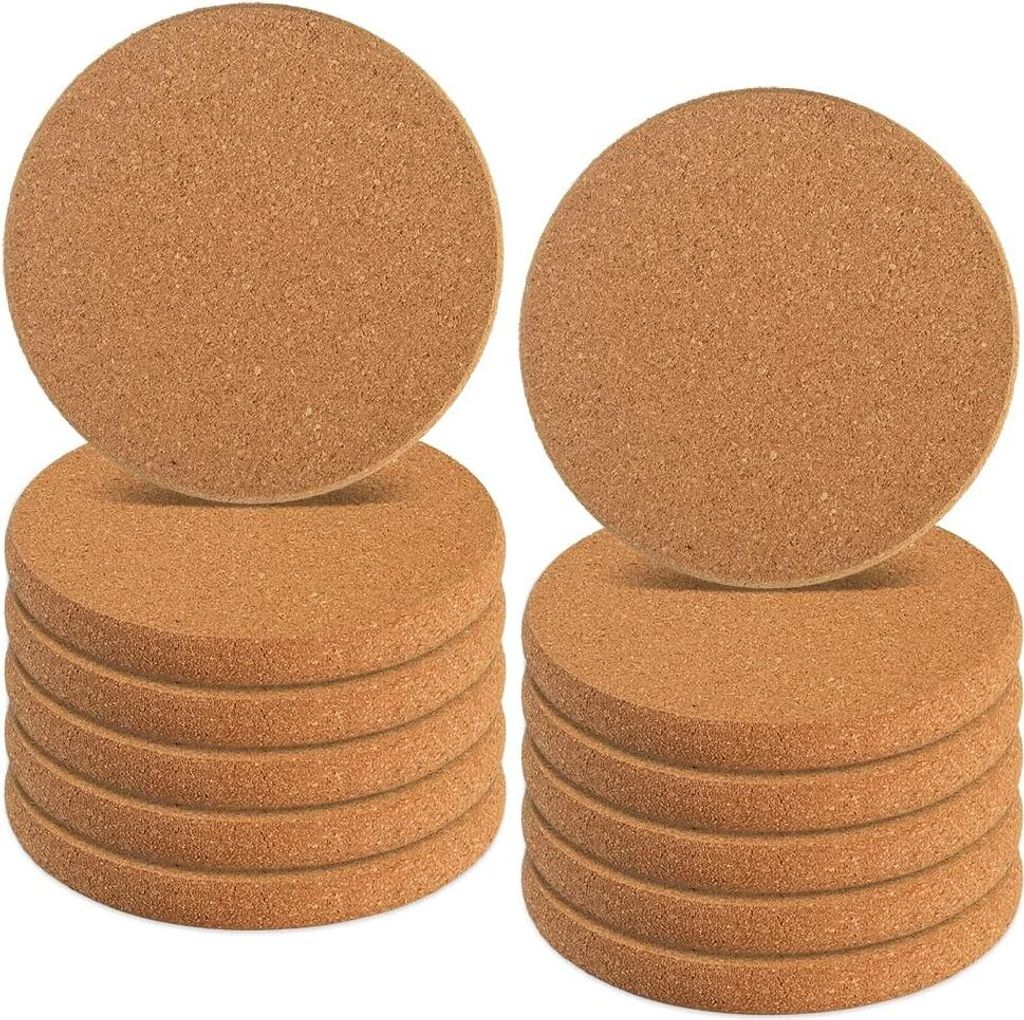 Extra dicke Korkuntersetzer mit rundem Rand, 12 Stück, 10,2 cm Durchmesser und 1,27 cm dick