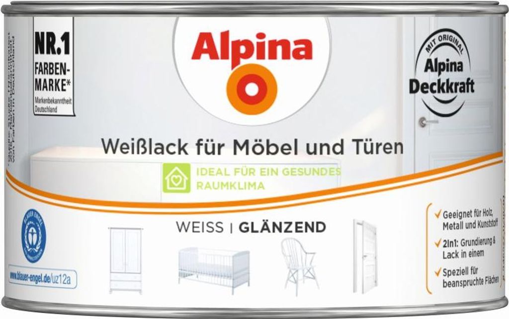 Alpina Weißlack für Möbel und Türen 300 ml glänzend