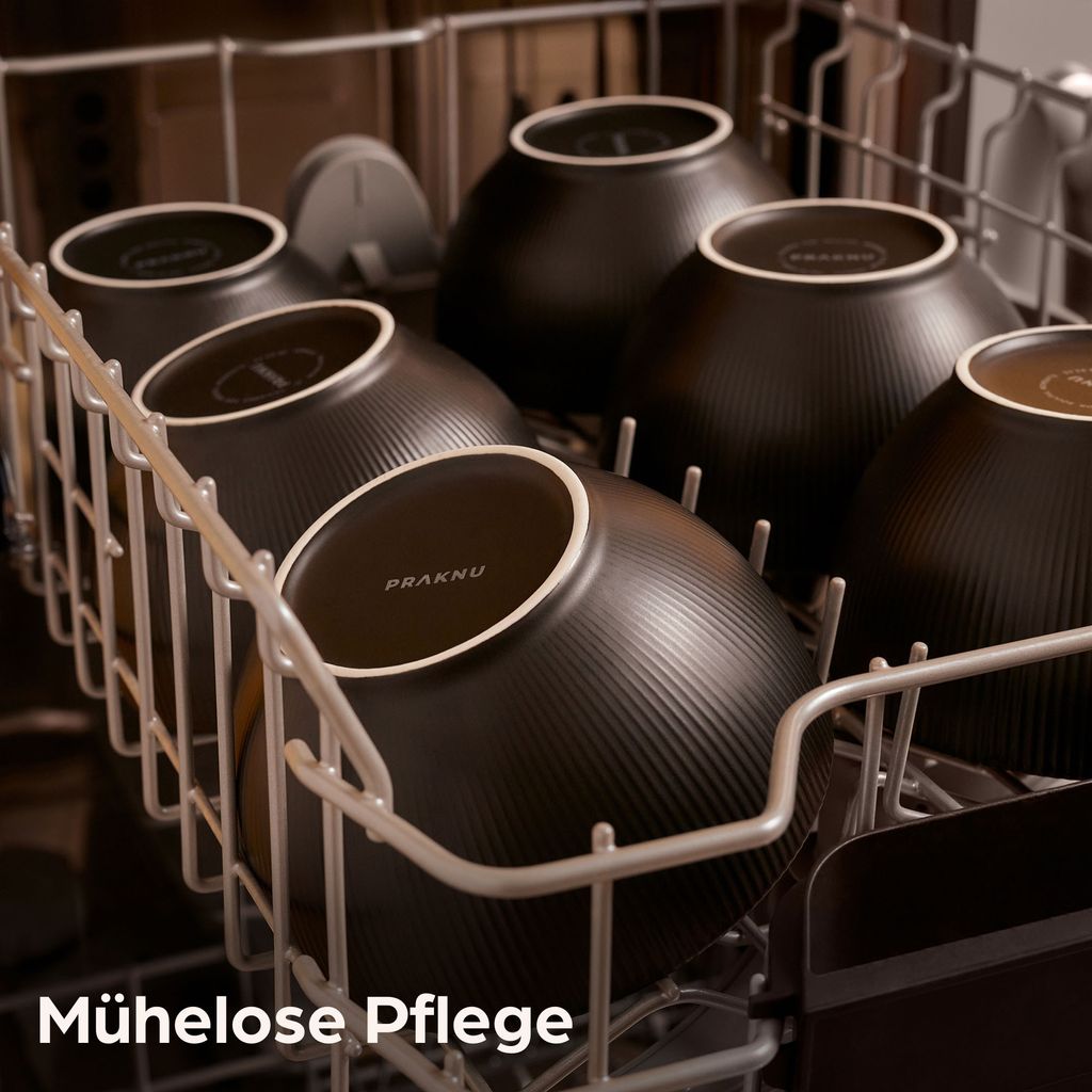 Praknu Müslischalen 6er Set - Keramik Schwarz Matt - Große Produktbild 6