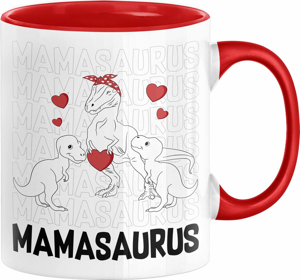 Mamasaurus Tasse Geschenk für Mutter zum Muttertag Geschenkidee von Tochter an Mama Beste Mama Der Welt Kaffee-Becher (Rot)