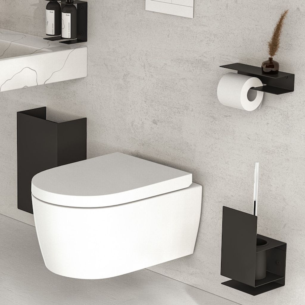 Fink WC-Bürstenhalter Wandmontage in Stahl schwarz/weiß/grau, verschiedene Größen, Farbe:Weiß, Größe:Large