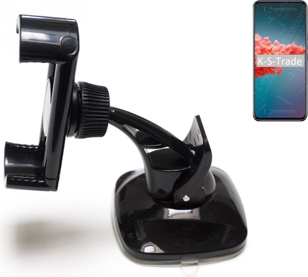 K-S-Trade kompakte Handy-Halterung Windschutzscheibe kompatibel mit Xiaomi Redmi Note 9 5G Armaturenbrett schwarz Autohalterung KFZ Halter
