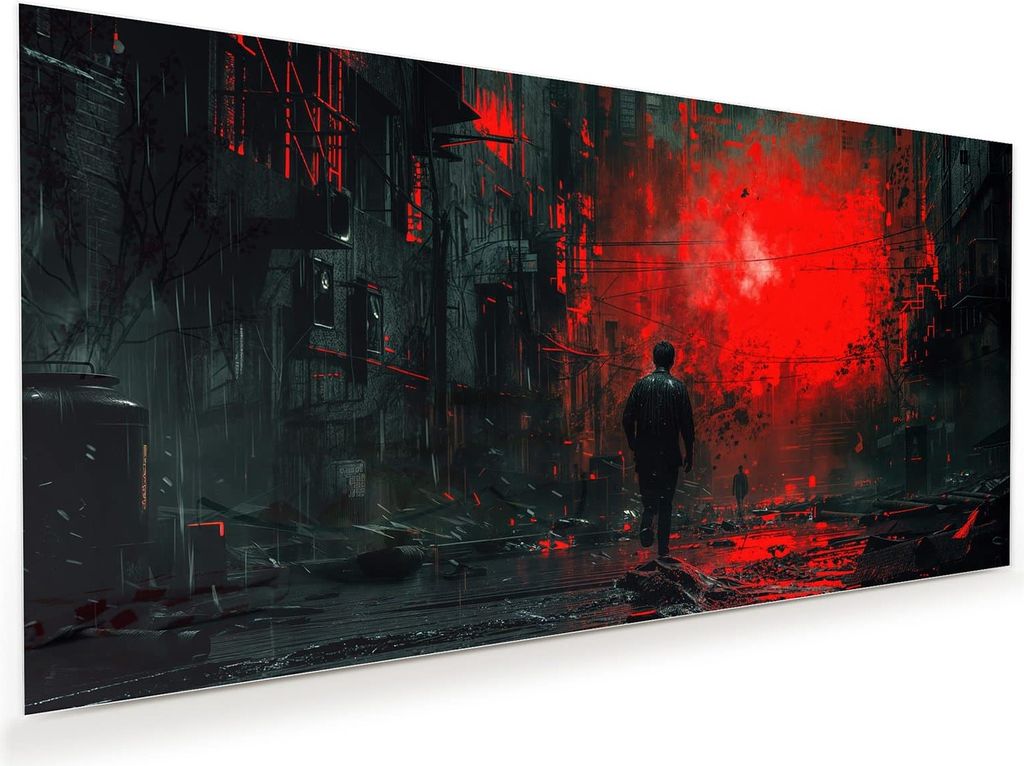 Glasbild 60x30cm in XXL für Wohnzimmer, Schlafzimmer Motiv Verlassene Strasse