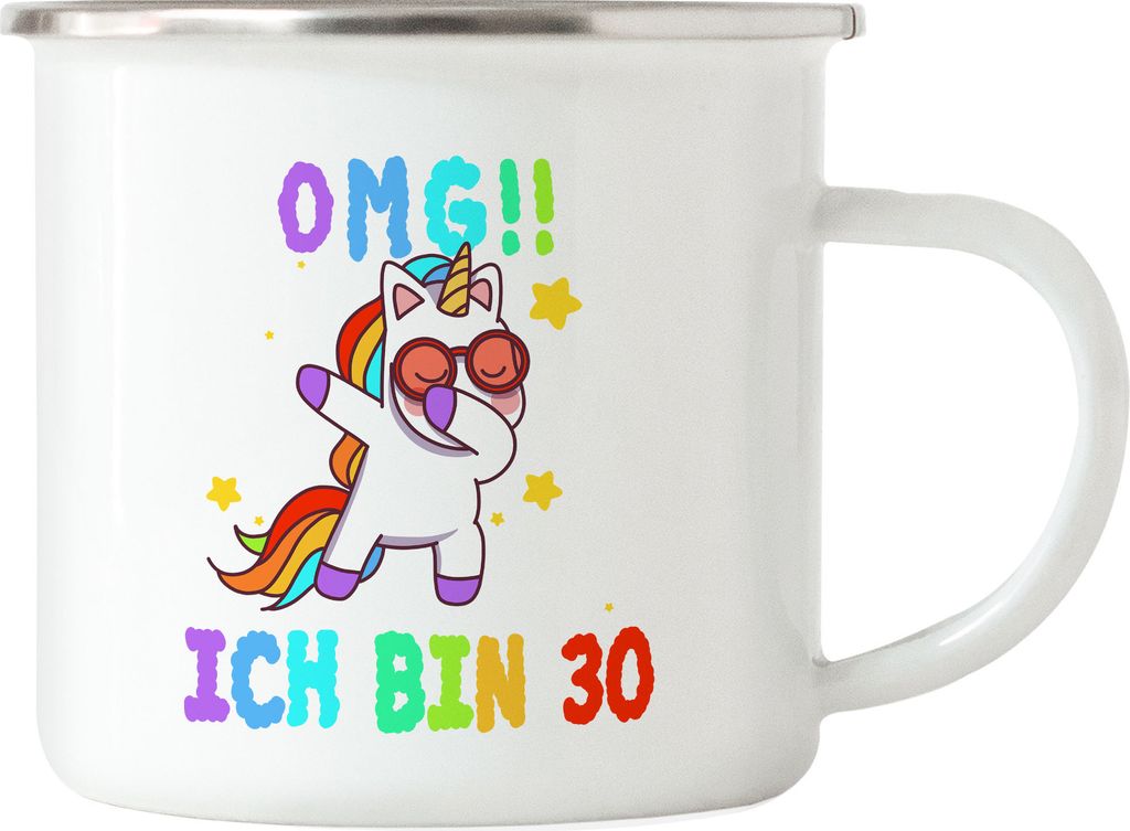 OMG! Ich Bin 30 Emaille Tasse Unicorn Einhorn Dap Lustig Geschenkidee zum 30. Geburtstag