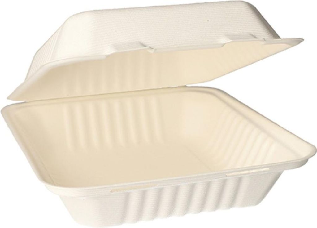 50 Menüboxen, Zuckerrohr "pure" ungeteilt 7,7 cm x 20 cm x 22 cm weiss