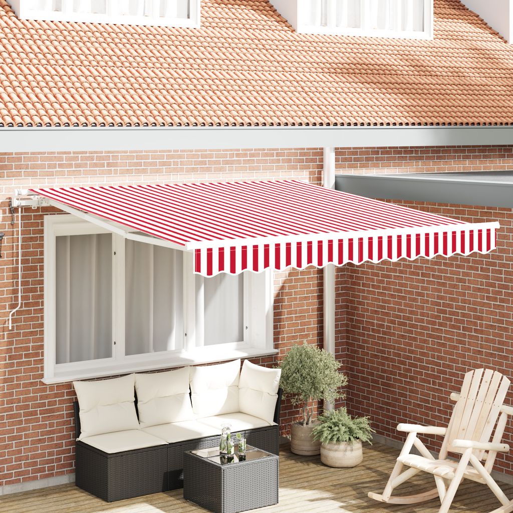Desgin Automatische einziehbare Markise Rot und Weiß Streifen 350x250 cm - Markisen 3330269