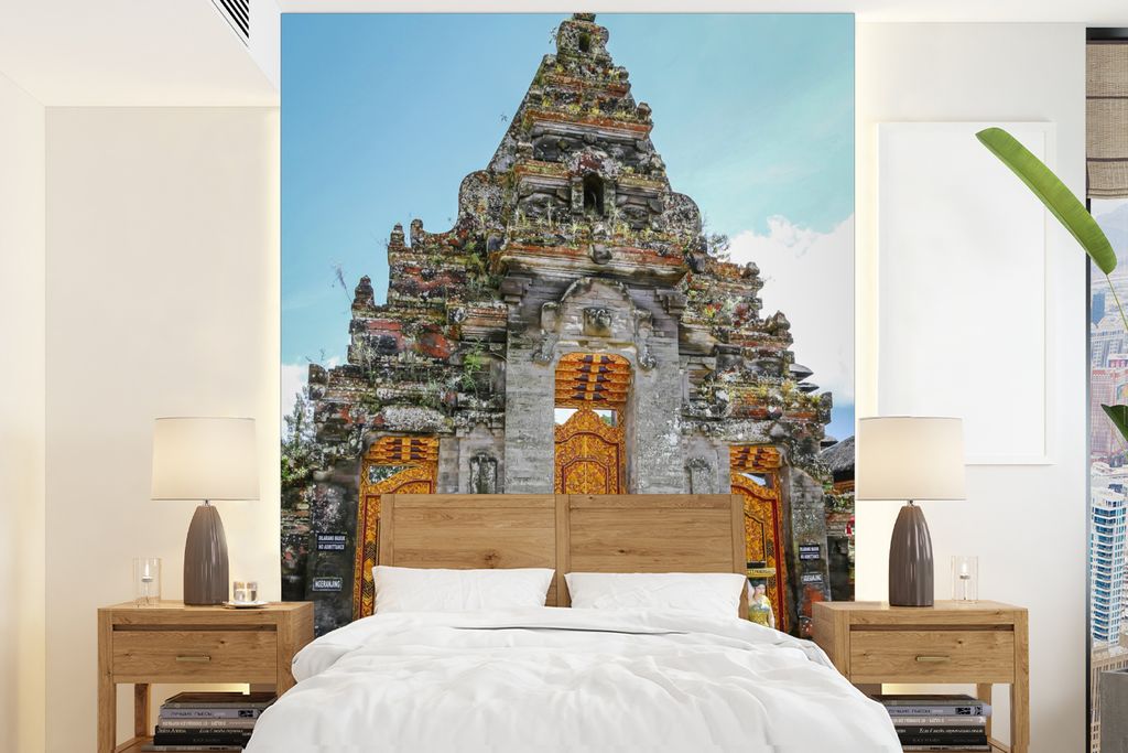 MuchoWow Fototapete für Wohnzimmer oder Schlafzimmer Wandtapete Vinyl Motivtapete Reich verzierter Pura Ulun Danu Bratan-Tempel auf Bali - 190x2...