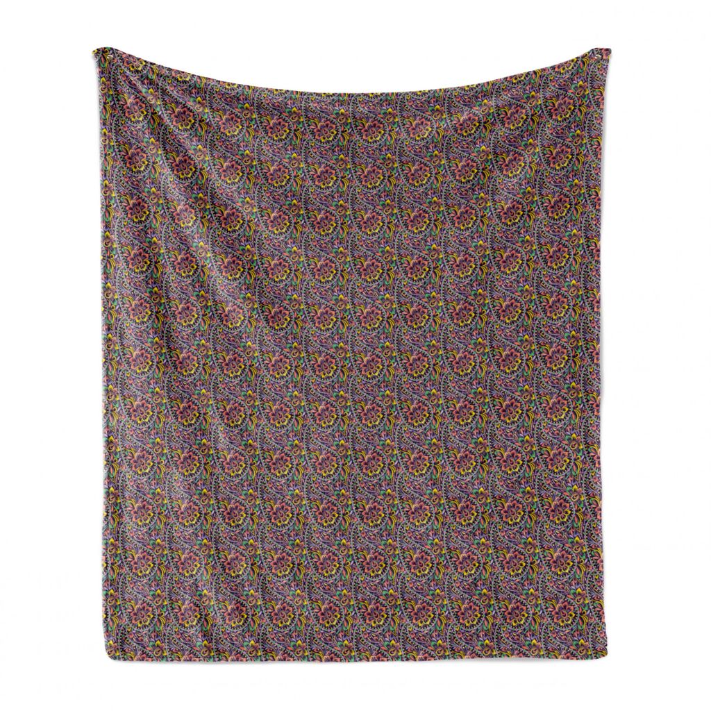 ABAKUHAUS Blumen Weich Flanell Fleece Decke, Bunte Paisley-Verzierungen, Gemütlicher Plüsch für den Innen- und Außenbereich, 125 x 175 cm, Mehr...