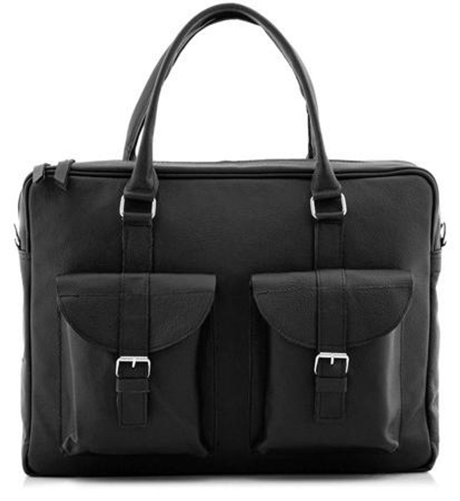 Schwarz Leder Laptoptasche für 15,6 Zoll Laptop, Businesstasche, Arbeitstasche, Umhängetasche – Belveder BVL92